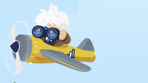 Illustration of the Einstein character with binoculars