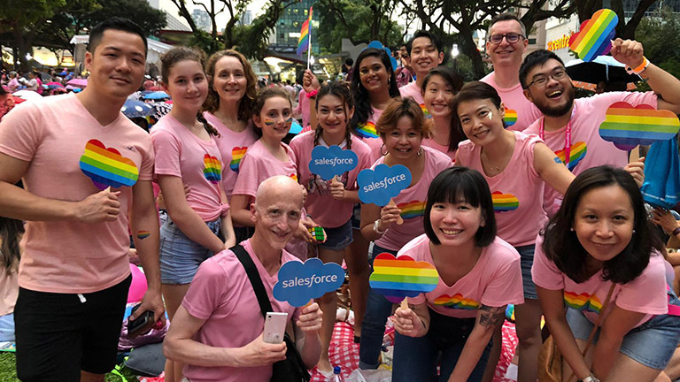 Singapore employees at pride event