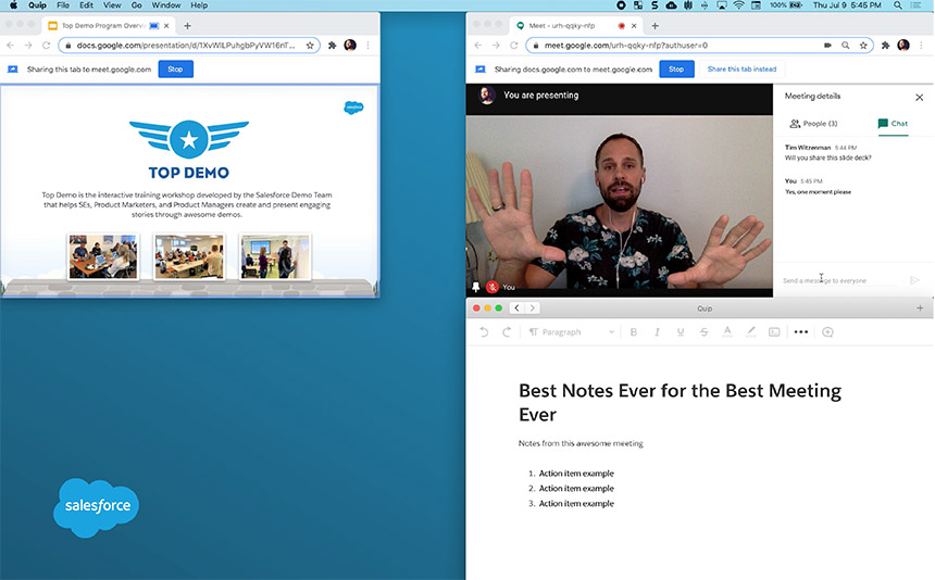 presenter mode with split screens