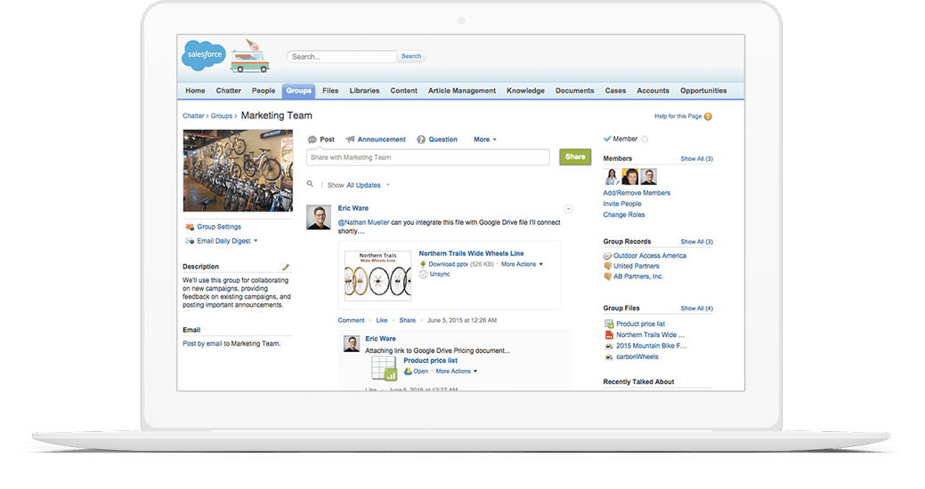 enterprise social network guide by chatter