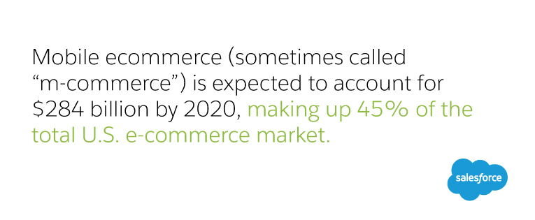 Mobile ecommerce is expected to account for $284 billion of ecommerce sales by 2020