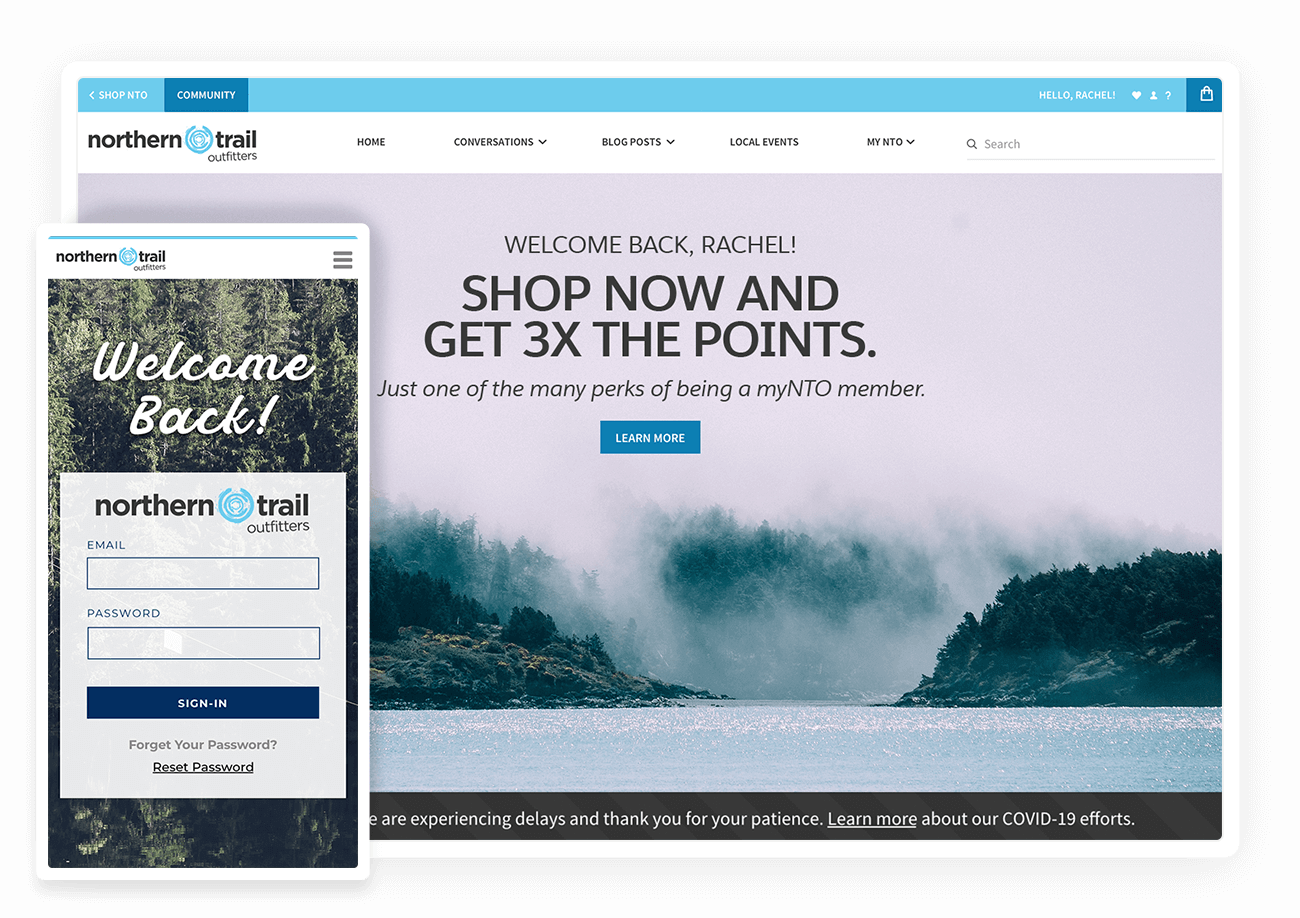 Image of Northern Trail Outfitters website shown in desktop and mobile device
