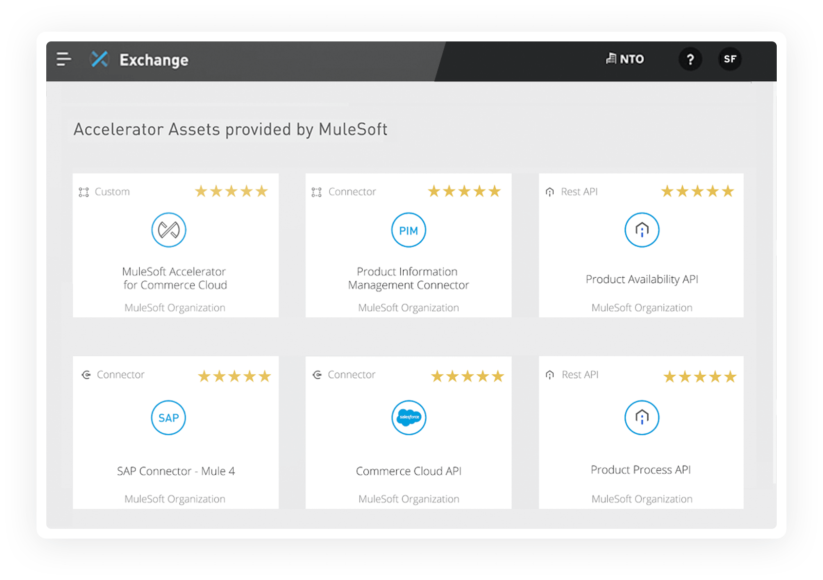Tablet screen displaying Mulesoft Connector apps