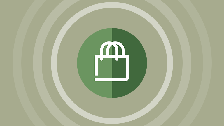 Webinar image with green shopping bag illustration
