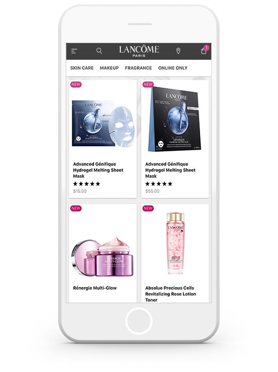 Lancome mobile app displayed on a smartphone