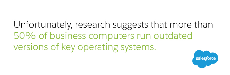 Unfortunately, research suggests that more than 50% of business computers run outdated versions of key operating systems.
