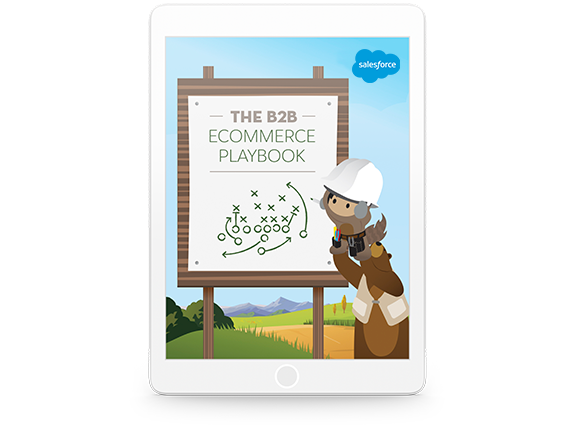 tablet screen showing a message stating A b2b Ecommerce Playbook