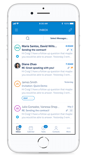 Bring email, calendar, and CRM together in one seamless experience with Salesforce Inbox.