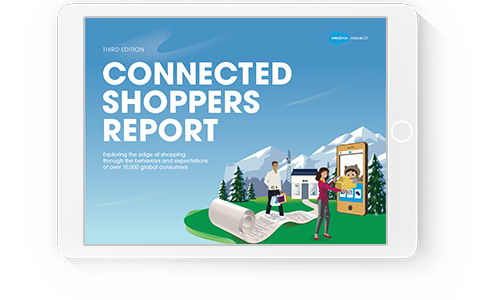 Connected Shoppers Report graphic in tablet device