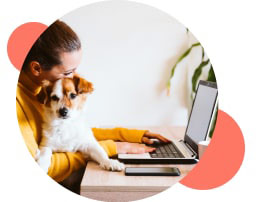 woman wearing a mask working from home