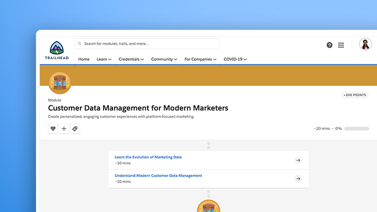 Trailhead dashboard