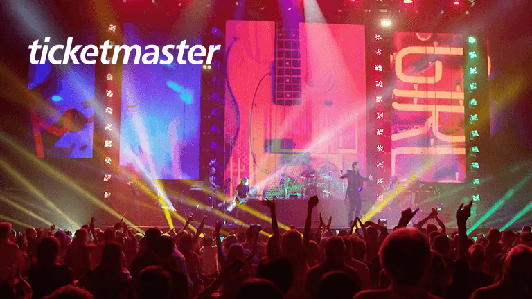 Graphic showing Ticketmaster logo and crowd at concert