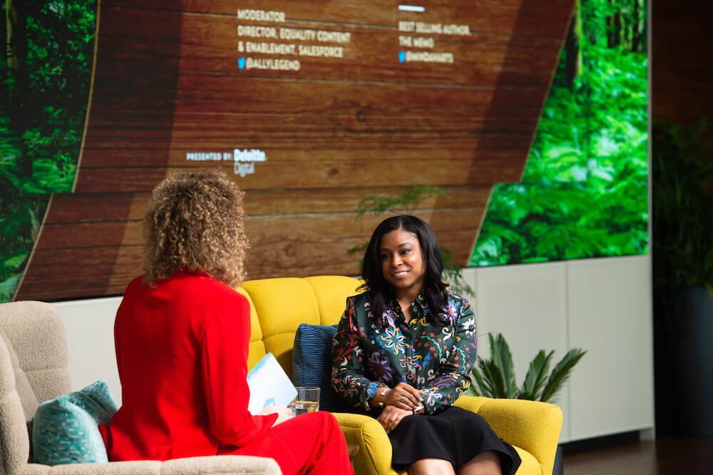 From L-R: Moderator Alexandra Siegel, Director of Equality Content at Salesforce and author Minda Harts