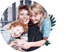 mom with two kids