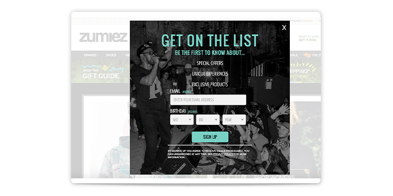 example of a pop-up appearing as a lightbox on a website