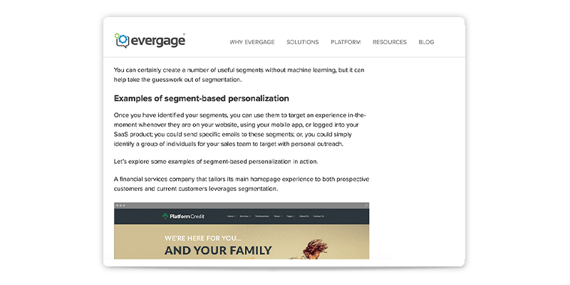 a small pop-up in the corner of the screen leading to a blog”