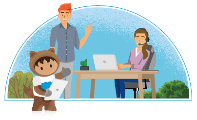 Astro, a man and a woman with a computer