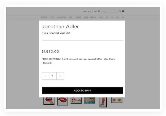 free shipping promotion displayed to qualified customers