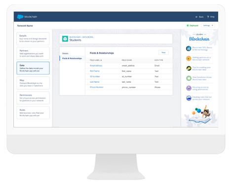 Ejemplo de una aplicación Salesforce Blockchain en un monitor Apple.