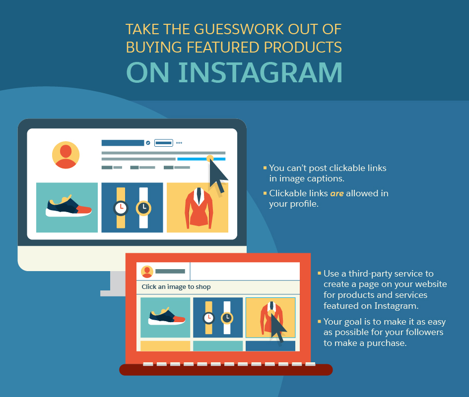 once a follower clicks on any photo he or she is automatically taken to the purchasing page for the featured item in the image this translates into more - instagram getting followers to click link