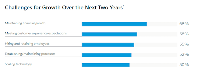 Graph of challenges for growth over the next two years