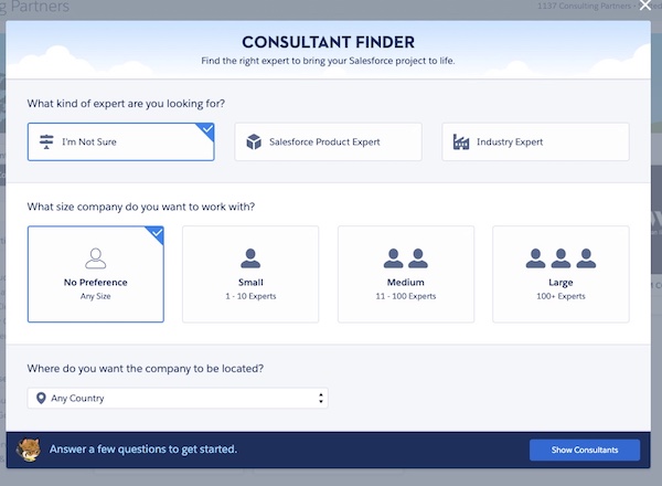 Screenshot of the Consultant Finder