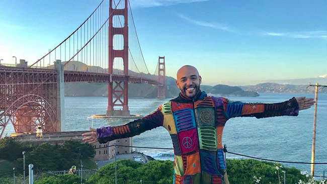 Johnny in front of the Golden Gate bridge in San Francisco